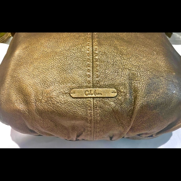 Cole Haan Metallic Golden Bronze Leather Hobo Shoulder Bag - Picture 4 of 7